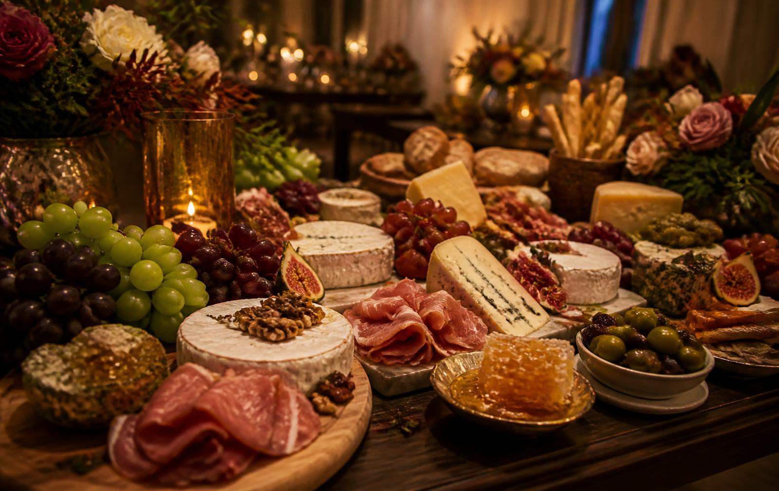 A grazing table laid out by Welcome Caterers at a Pune event